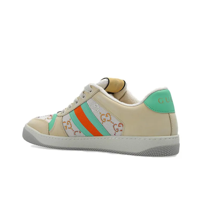 GUCCI Women's Screener 'GG Crystals Beige Green Orange' Women's-3