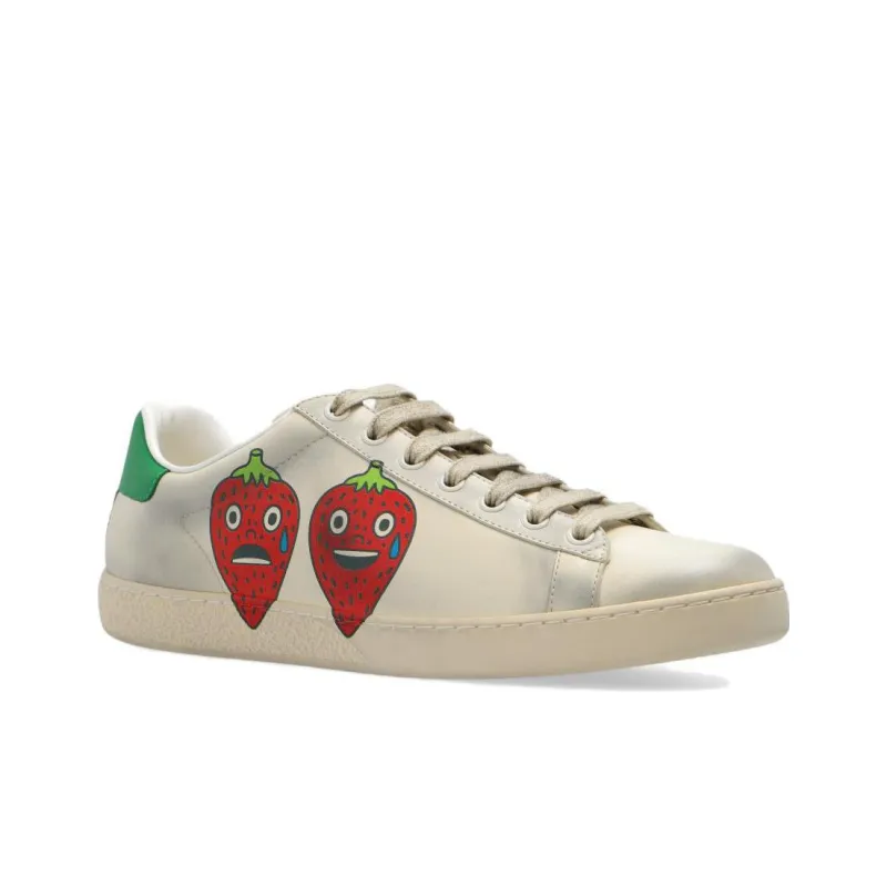 GUCCI ACE Low Top Stylish Skateboarding Shoes Women's White Vintage Version-1