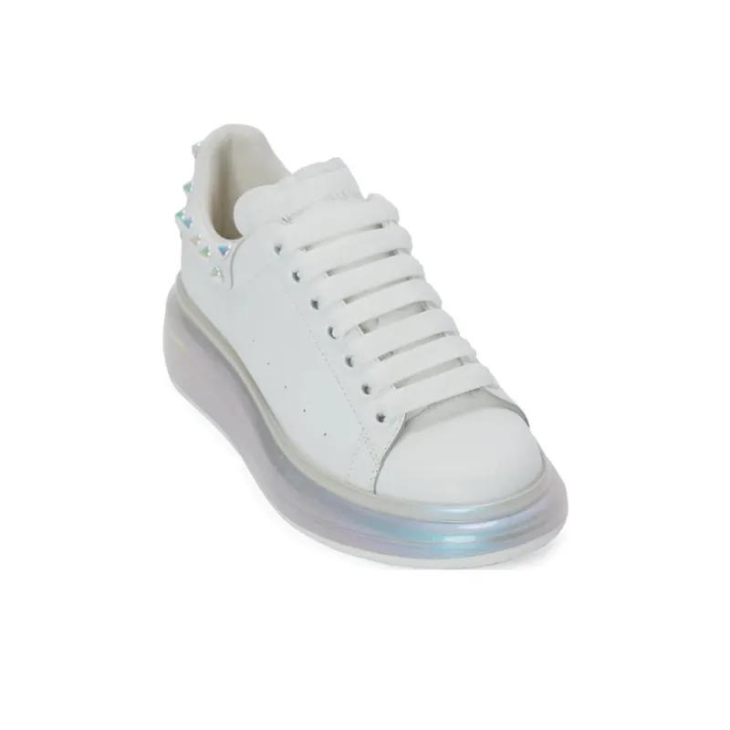 Alexander McQueen Cushioned Slip Resistant Abrasion Resistant Breathable Low Top Running Shoes Women's White-2