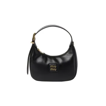 MIU MIU Leather Hobo Bag, Handbag, Shoulder Bag Women's Black
