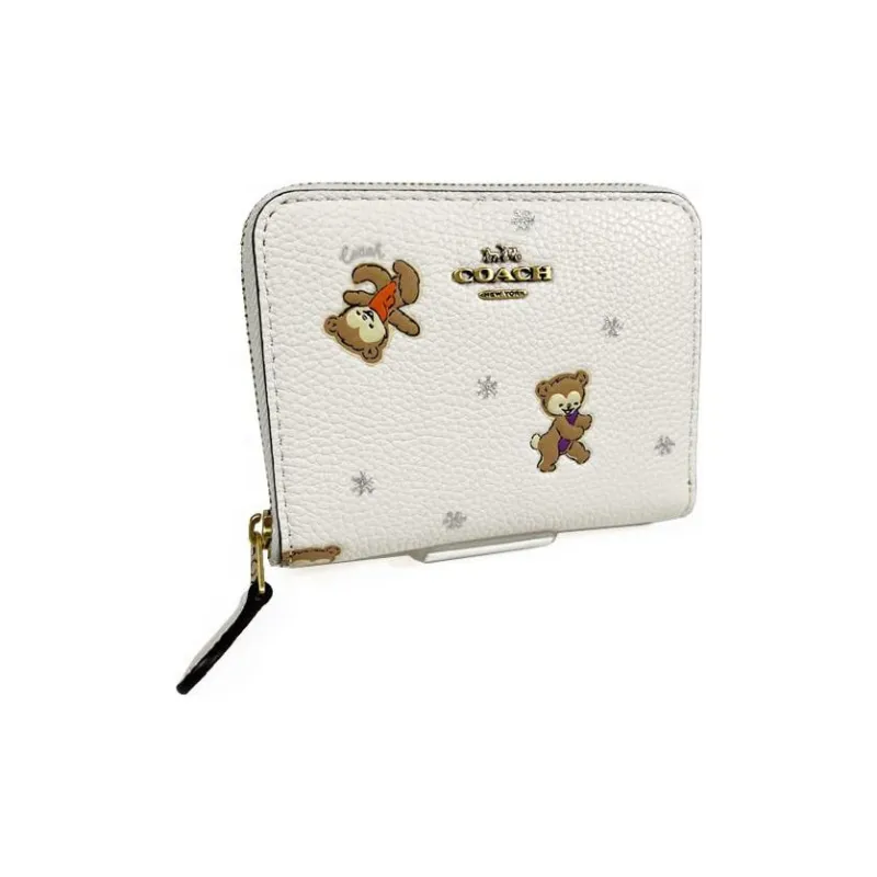 COACH Zip Around Pebbled Leather Card Holder Wallet Regular Women's Elephant Gray-1