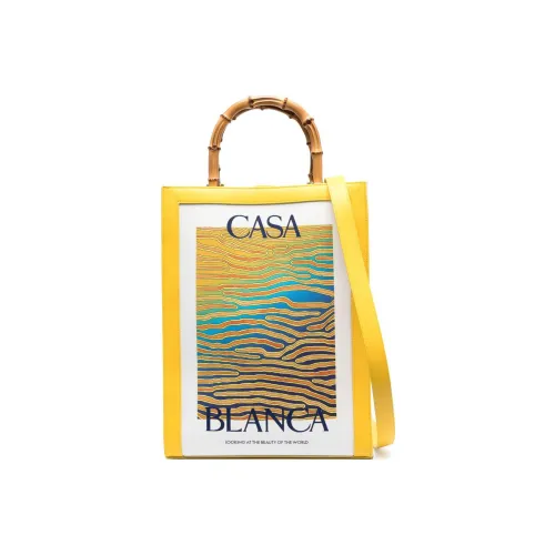 CASABLANCA Cotton And Canvas Bag, Tote Bag, Shopping Bag, Handbag Regular Women's Canary Yellow/White