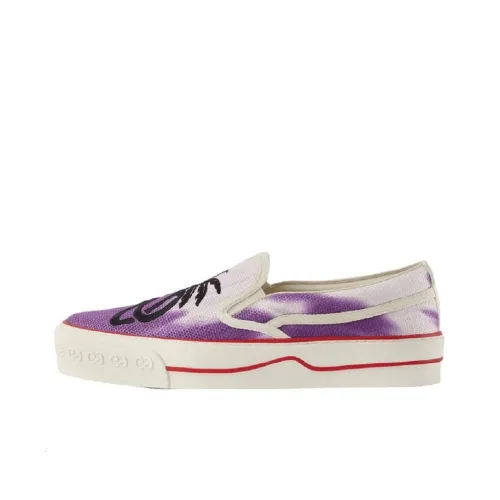 GUCCI Tennis 1977 Skateboard Shoes Men Low-Top White/Purple