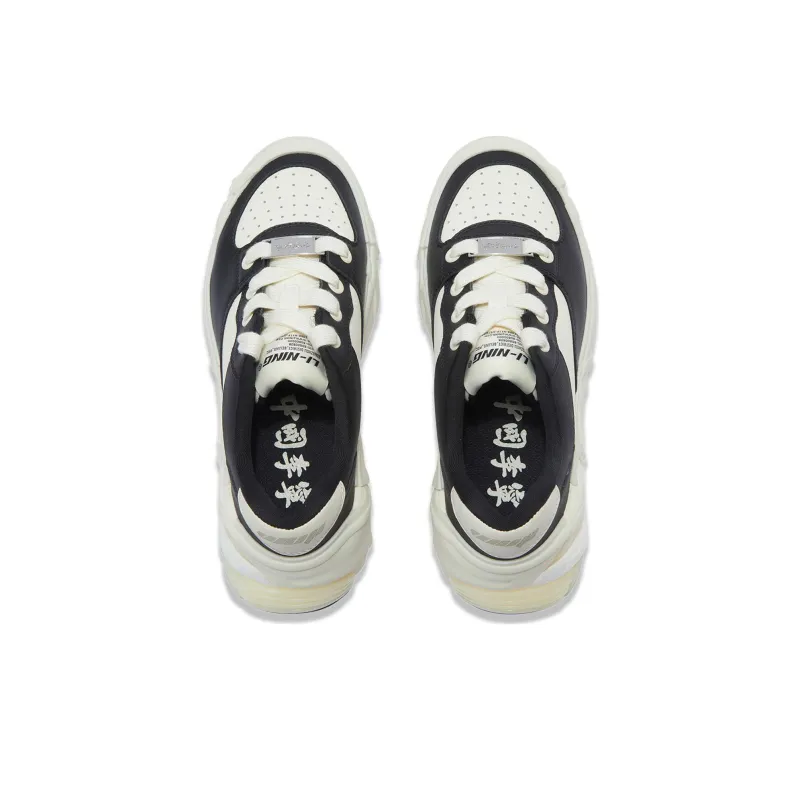 LiNing Wuji BR Anti Slip Wear Resistant Low Top Skateboard Shoes Women's Black White-3
