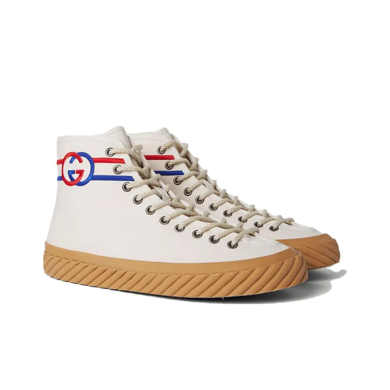 GUCCI Interlock G High Top Sneaker White Red Blue-2