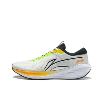 LiNing Wave V2 Cushioning, Slip Resistant, And Abrasion Resistant Low Top Casual Running Shoes Men's White Yellow