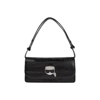 KARL LAGERFELD Ikonik Crocodile-embossed Shoulder Bag
