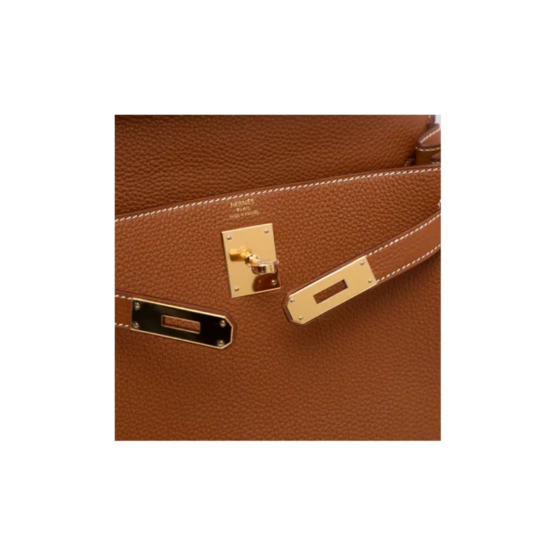HERMES Togo Calfskin Kelly Bag Handbags Women's Gold Brown-4