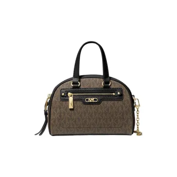 MICHAEL KORS Leather Trim Dome Bag, Handbag, Shoulder Bag, Crossbody Bag Extra Small Women's Brown/Black
