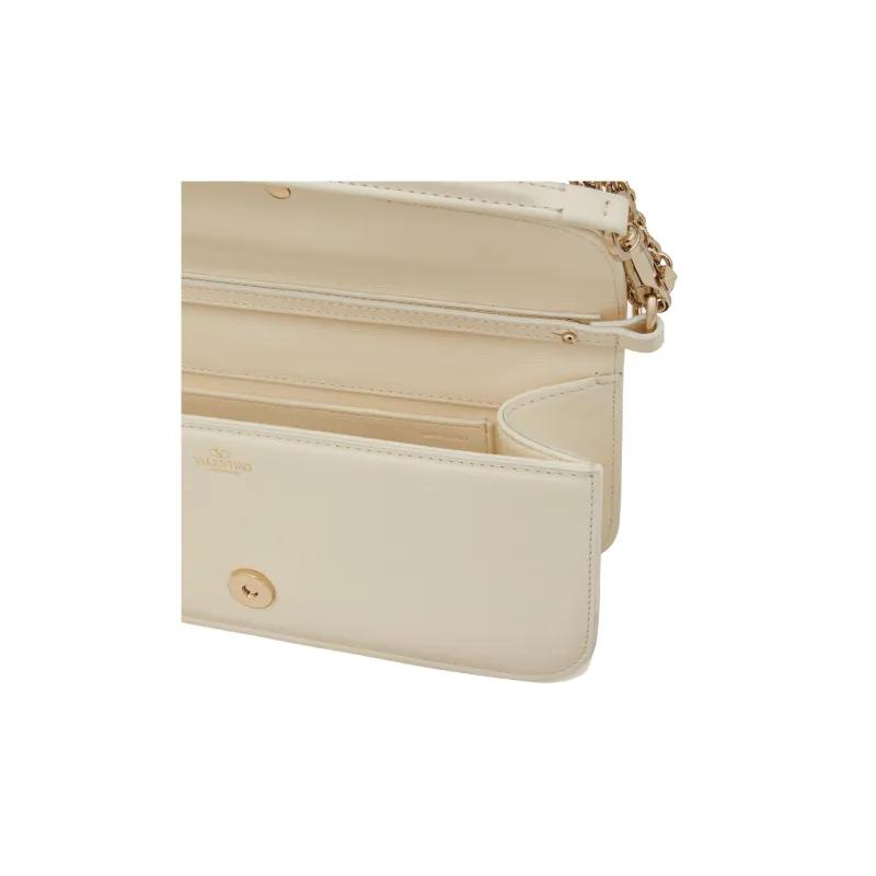 Valentino Locò Calfskin Baguette Bag, Crossbody Handbag, Shoulder Bag Regular Women's Ivory White-5