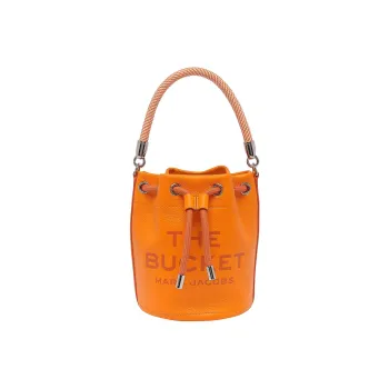 MARC JACOBS Full Grain Leather Bucket Bag, Shoulder Bag, Crossbody Bag, Handbag Women's Orange Yellow