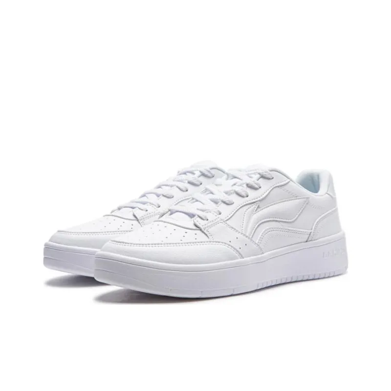 LiNing Acer Truncatum Slip Resistant Cushioning Wear Resistant Height Increasing Low Top Skateboard Shoes Men's White-2