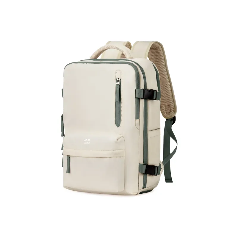 QING QI ZHE Fabric Travel Bag Backpack Regular Unisex Beige White Green/Beige White Brown-4