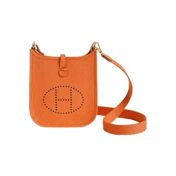 HERMES Evelyne Clemence Leather Ivorie Shoulder Bag Crossbody Bag Mini Women's Orange