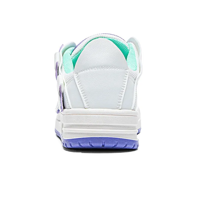 RENBEN Cushioning Wear Resistant Low Top Skateboard Shoes Women's White Purple-3