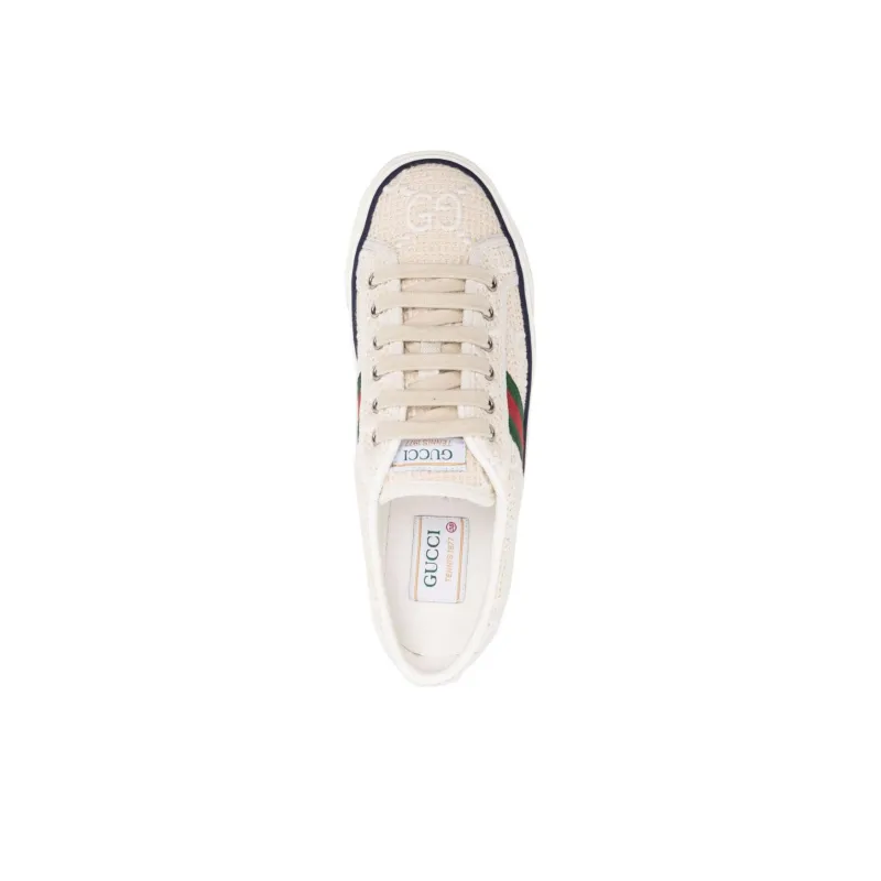 GUCCI Tennis 1977 Stylish Skateboarding Shoes Women's Ecru-4