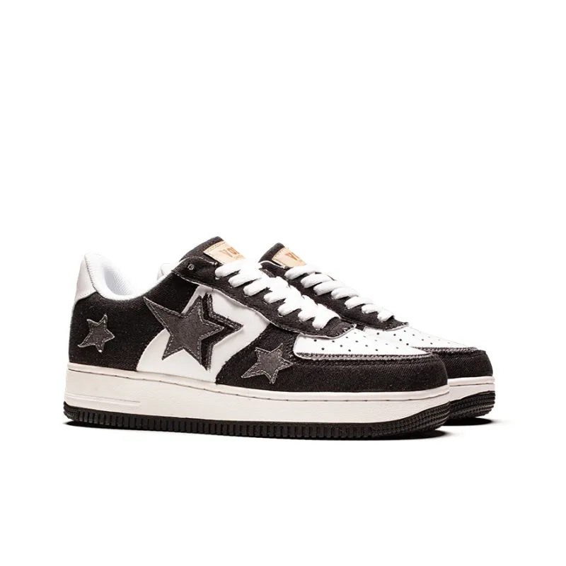 VOIT Stars Shoes Low Top Skateboard Shoes Unisex Black-2