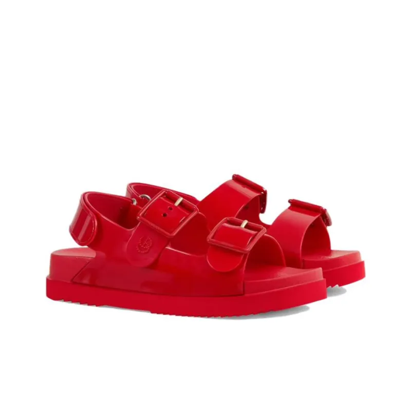 GUCCI Mini Double G Sandal Red Rubber Women's-2