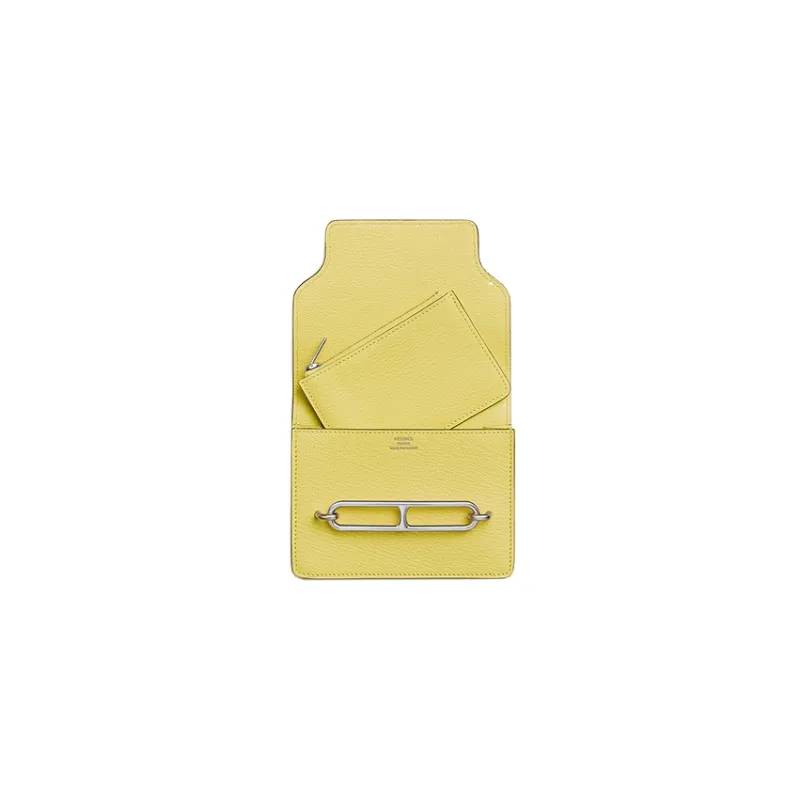 HERMES Roulis Mysore Goat Skin Fanny Pack Coin Purse Wallet Women's 0YLimoncello Lemon Yellow-2