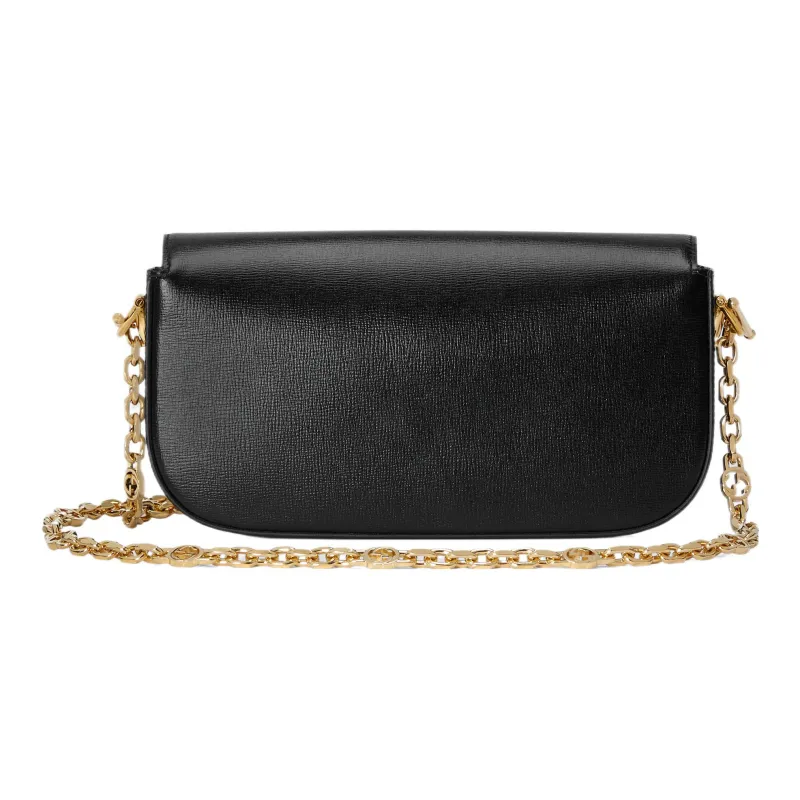 GUCCI Horsebit 1955 Leather Shoulder Bag Baguette Bag Crossbody Bag Shoulder Bag Women's Black-3