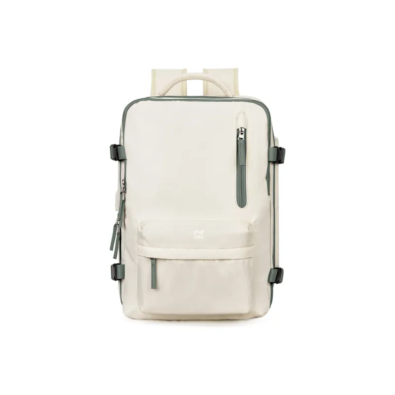 QING QI ZHE Fabric Travel Bag Backpack Regular Unisex Beige White Green/Beige White Brown-1