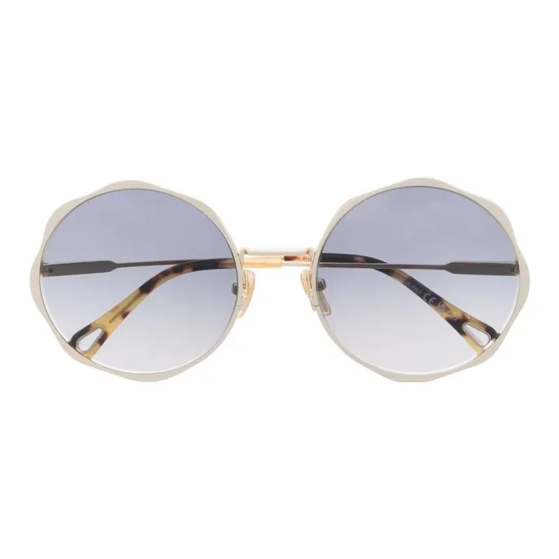 Chloe Metal Acetate Irregular Shape Sunglasses Women's Gold-1