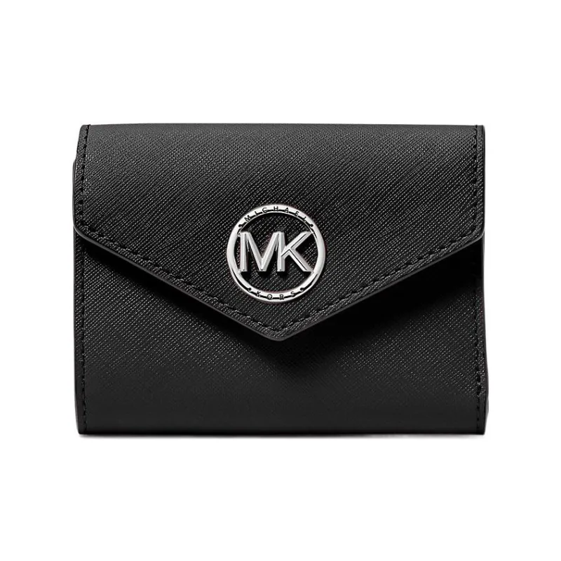 MICHAEL KORS Greenwich Saffiano Leather Wallet Medium Size Women's Black-0