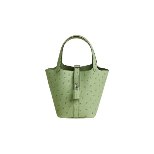 HERMES short Lock Boreale Ostrich Leather Handbag 14 Women's 3I 25cm Criquet Avocado Green/Cricket Green