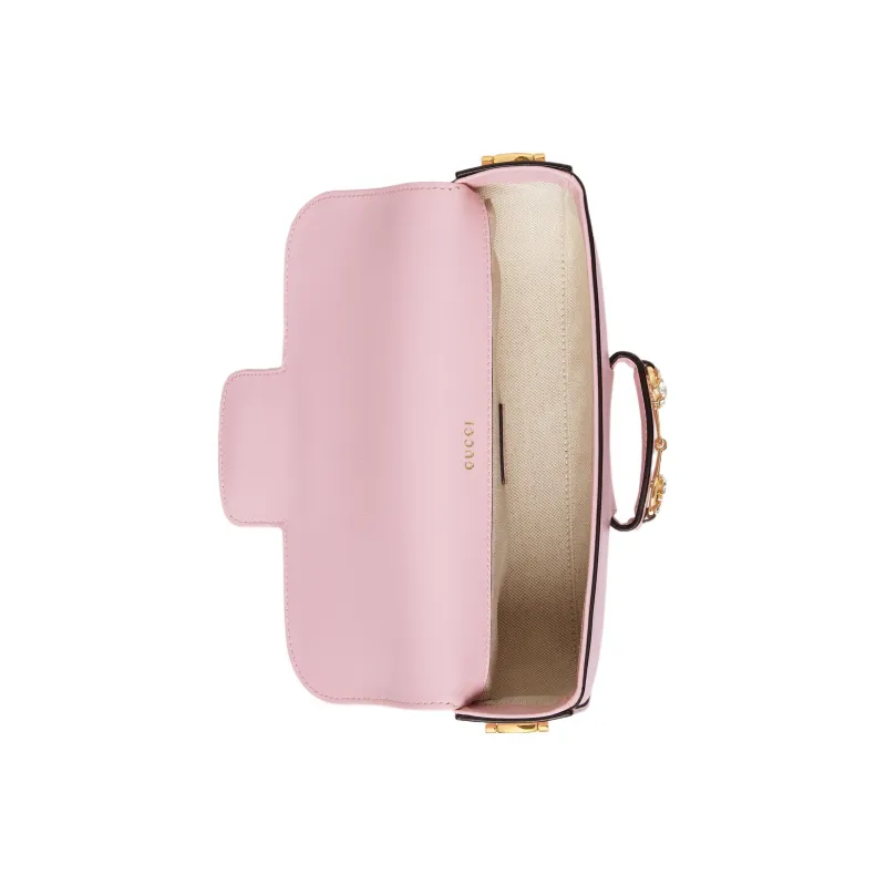 GUCCI Horsebit 1955 Leather Shoulder Bag Baguette Bag Crossbody Bag Shoulder Bag Women's Pink-5