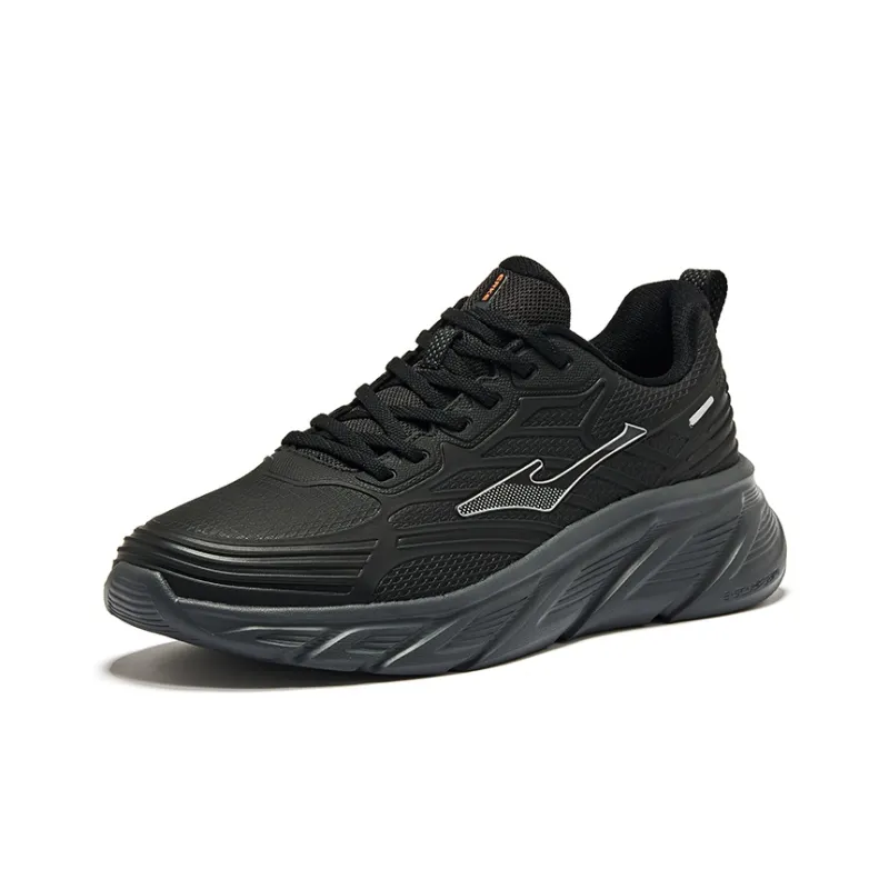 Erke Anti Slip Wear Resistant Low Top Running Shoes Men's Black Silver-1