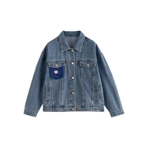 Initial language Denim Jackets Women's Denim Blue