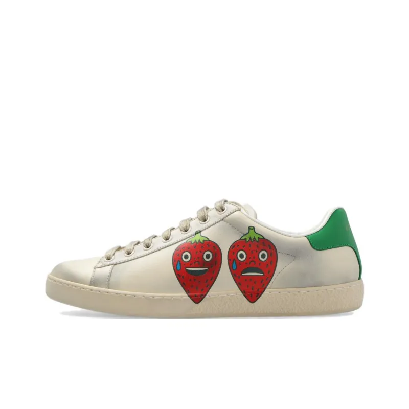 GUCCI ACE Low Top Stylish Skateboarding Shoes Women's White Vintage Version-0