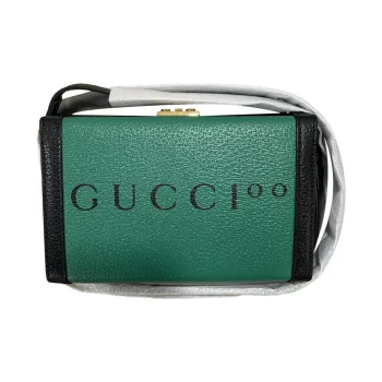 GUCCI Padlock Leather Handbag Shoulder Bag Crossbody Bag Small Size Women's Green/Black