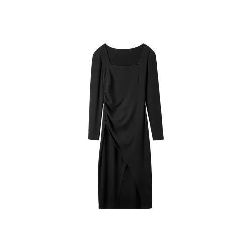 FANQIN Long-Sleeved Dresses Women's Black