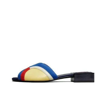 TORY BURCH Marquetry Slide Slippers Women's Red Yellow Blue