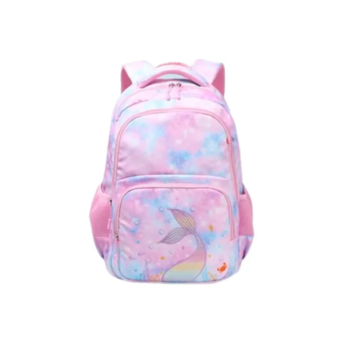 RUIPAI Polyester Backpack Regular Unisex Pink Mermaid/Blue Dinosaur-1