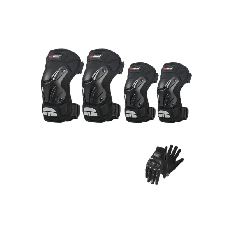 RIDING TRIBE Motorcycle Protective Gears Polyester Unisex MCS-21 Glove+P34 Protective Gear Set 4-Piece Set-0