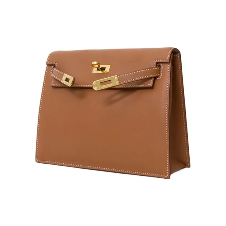 HERMES Kelly Danse Swift Leather Handheld Crossbody Bag, Shoulder Bag Women's 37 Gold-2