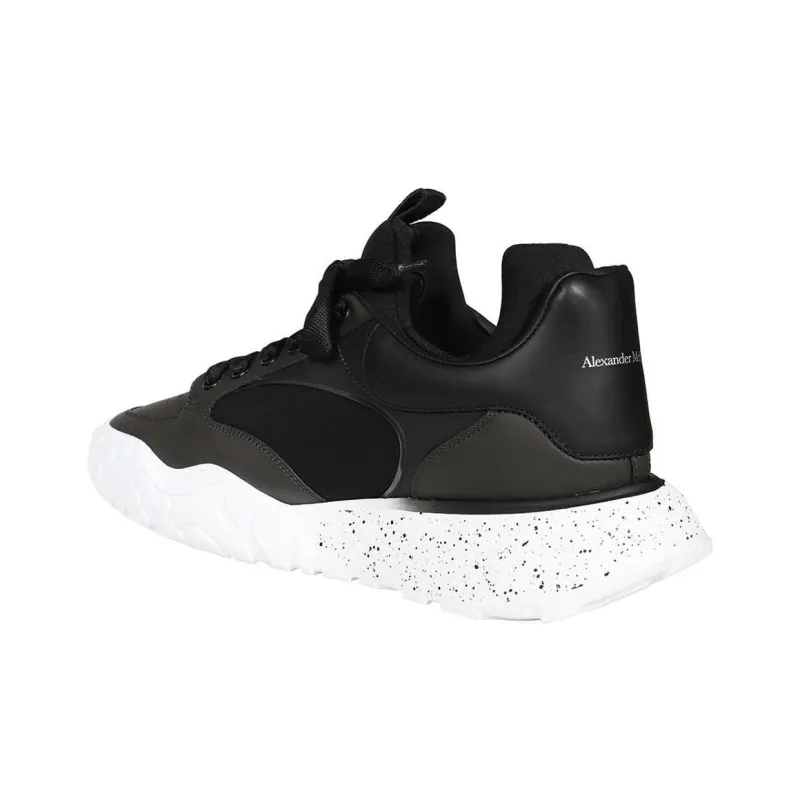 Alexander McQueen Court Tech Leather Sneakers 'Black White'-3