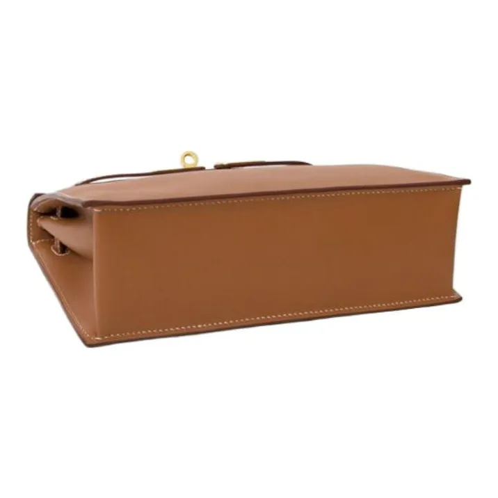 HERMES Kelly Danse Swift Leather Handheld Crossbody Bag, Shoulder Bag Women's 37 Gold-4