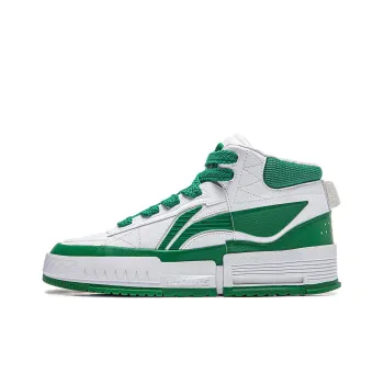 LiNing Mileage Anti Slip Wear Resistant Mid Top Skateboard Shoes Men's White Green