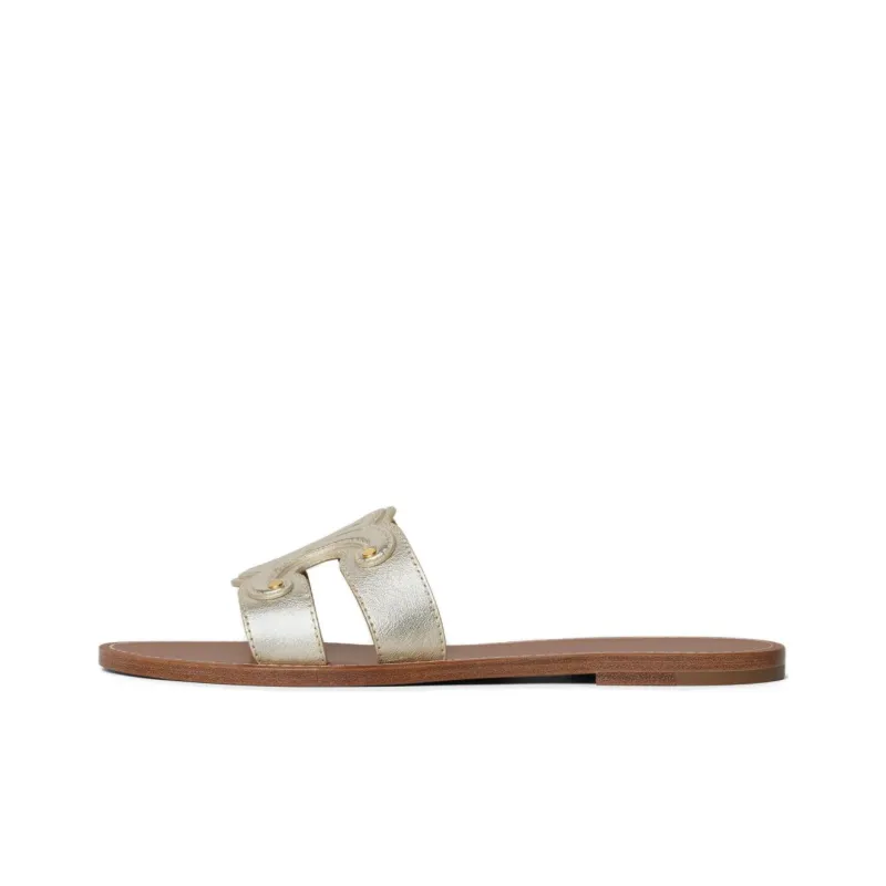 CELINE Triomphe Quick Dry Slide Slippers Women's Gold-0