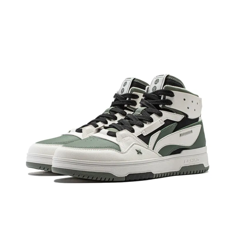 LiNing Yamahara 2.0 Anti Slip Wear Resistant High Top Skateboard Shoes Men's White Green-2