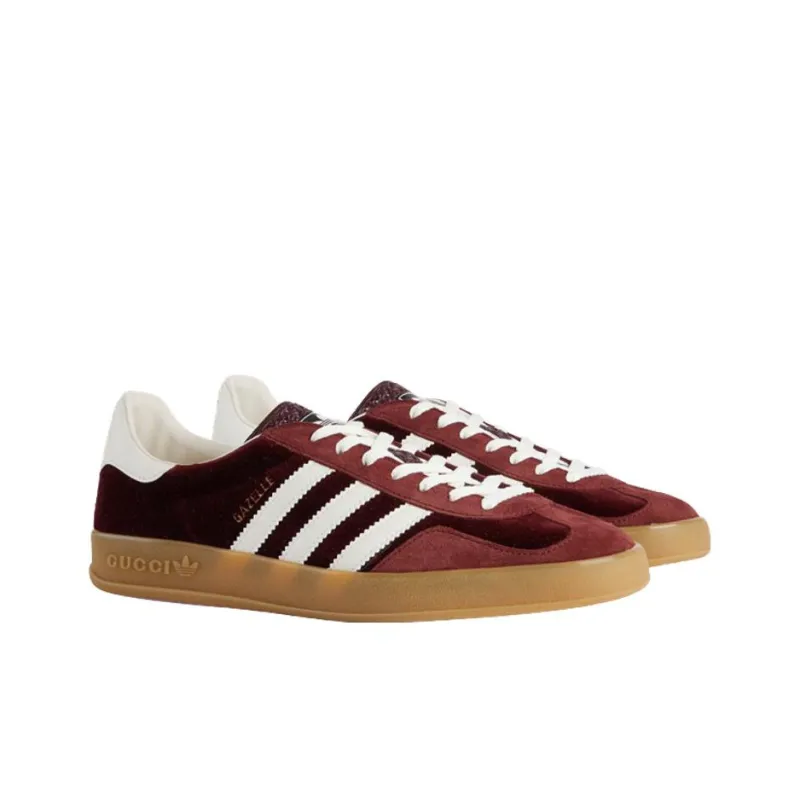 Adidas X GUCCI Gazelle Burgundy Velvet-2