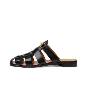 GUCCI Horsebit Slip Resistant Closed Toe Slippers Men's Black