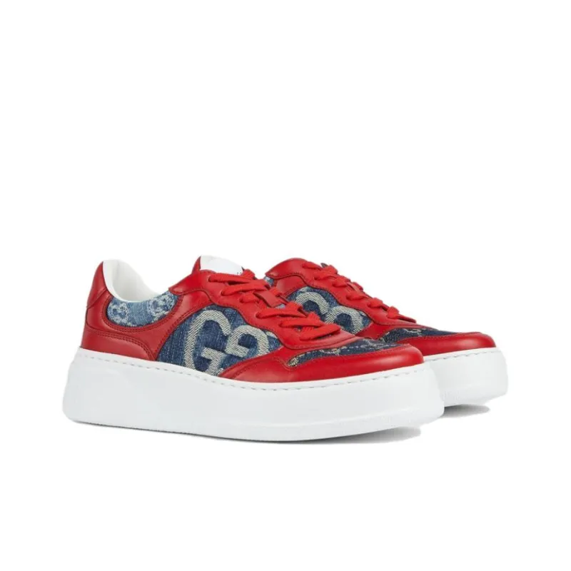 GUCCI Low Top Casual Shoes Women's Red Blue-1
