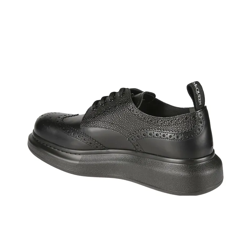 Alexander McQueen Brogue Detailed Lace Up Derby Shoes-3
