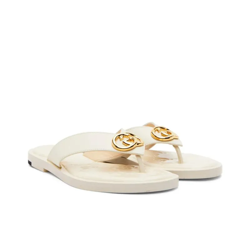 GUCCI Interlocking Slip Resistant Flip Flops Women's White-2