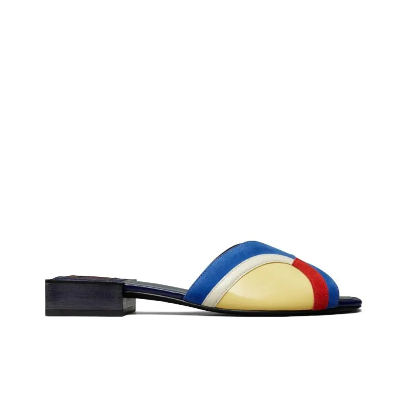 TORY BURCH Marquetry Slide Slippers Women's Red Yellow Blue-1