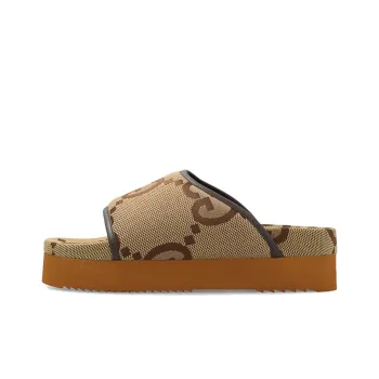 GUCCI Women's Jumbo Gg Platform Slide 'Camel Ebony Monogram' Women's